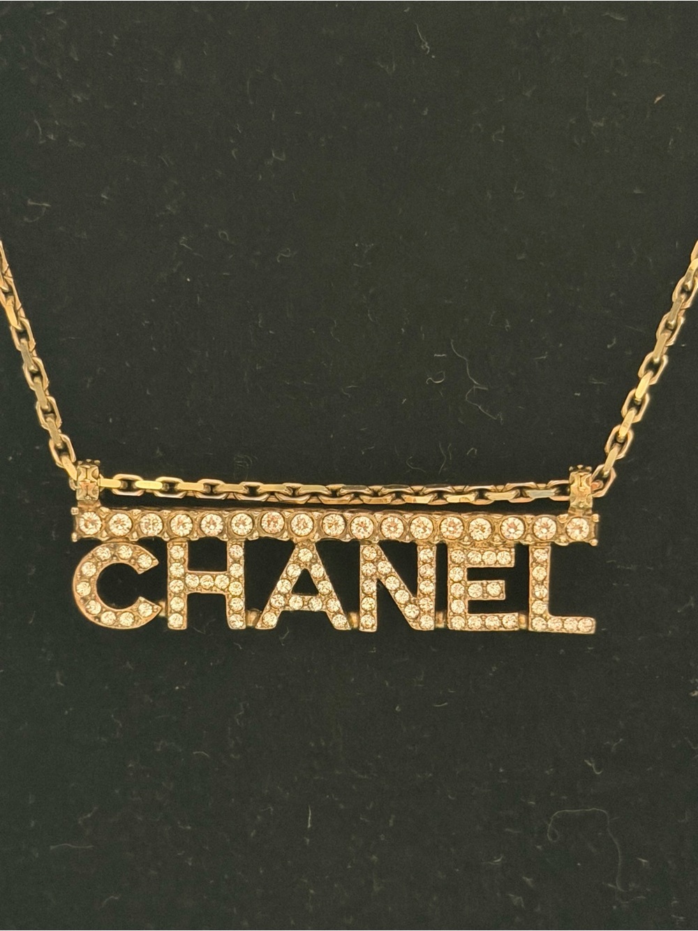 Chanel 2022 Strass Crystal Logo Necklace